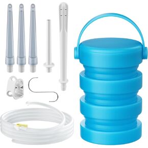 Silicone Collapsible Coffee Enema Bucket Kit for Colon Cleanse – 5.3ft Silicone Hose 5 Enema Tips 1.2L Enima Bucket at Home Water & Colon Detox Cleanse Kit