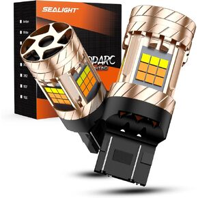 مصباح SEALIGHT 7443 LED أبيض، 7440 T20 LED ضوء مضاد للفلاش المفرط مع مروحة توربو، 30 وات 3200LM بديل فائق السطوع للنسخ الاحتياطي للضوء العكسي وإضاءة وقوف السيارات الخلفية، مقبس قياسي فقط، حزمة من 2