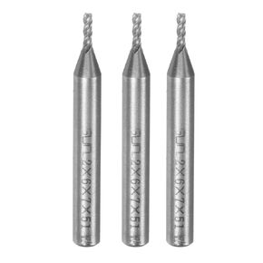 uxcell 3pcs 2x6x7x51mm Helical Groove 4 Flutes HSS-AL Straight Shank Spiral End Mill Milling Cutter