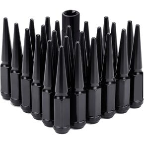 24PCS 14x2 Black Cone/Conical Bulge Seat Wheel Spike Lug Nuts with 1 Socket Key Compatible with Ford 2000-2018 Ford Expedition 1999-2014 F-150 09-14 Lobo/Lincoln 05-08 Mark LT 2000-2014 Navigator
