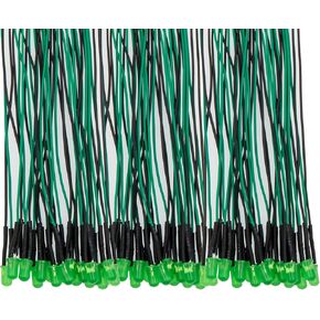 50pcs 12V Pre wired 5mm LED Lights Emitting Diodes, Green