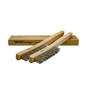 Forney 70521A, 2-Pack Scratch Brush with Long Handle, Stainless, 3 x 19 Rows