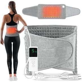 Heating Pad for Period Cramps Menstrual Electric Heating Pads for Back Pain Relief Suitable for Neck Shoulders,Birthday Gifts for Women,9 Level Heat Setting 4 Level Timming Auto Shut Off,Grey12 x50