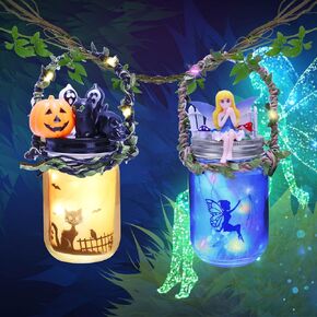 RGISHOP 2 Pack Halloween Lantern Craft Kit Halloween Mason Jar Craft DIY Lantern Arts and Crafts for Halloween Decoration Art Project