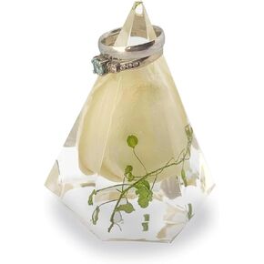 Eternal Flower Natural Tulip Preserved Flower in Resin | Resin Ring Holder Mini | Resin Art Figurines | Resin Souvenir| Paperweight (White)