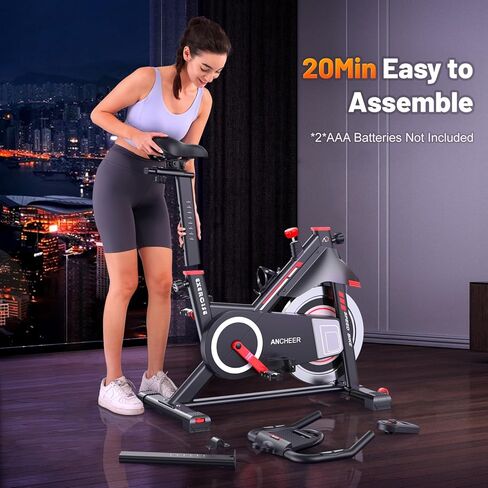 دراجة تمرين أنشير، دراجات ثابتة للمنزل، دراجة ثابتة مع شاشة LCD، دراجة تدور مع دولاب موازنة ثقيل، يتم تركيب الدراجة الداخلية في غضون 20 دقيقة، مثالية لحرق القلب in Kuwait