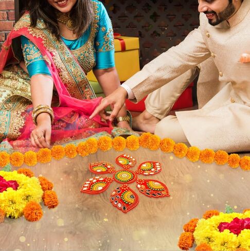 Acrylic Handcrafted Designer Colorful Rangoli for Pooja Home Interior Decoration Gift Wall Decoration Floor Decoration New Year Party Gift Small Rangoli (Red Shankh) in Saudi Arabia