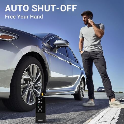 منفاخ الإطارات، ضاغط هواء محمول 2 في 1، مضخة إطارات لاسلكية أسرع 2X مع مقياس ضغط الإطارات، شاحن USB سريع، مضخة هواء مع ضوء LED للسيارة والدراجات والدراجات النارية والكرة (محدثة) in Kuwait