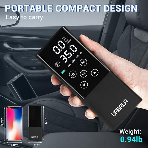 منفاخ الإطارات، ضاغط هواء محمول 2 في 1، مضخة إطارات لاسلكية أسرع 2X مع مقياس ضغط الإطارات، شاحن USB سريع، مضخة هواء مع ضوء LED للسيارة والدراجات والدراجات النارية والكرة (محدثة) in Kuwait