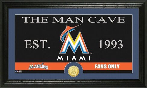 عملة The Highland Mint MLB Man Cave البرونزية، صورة بانورامية لسك العملة، Miami Marlins in Kuwait