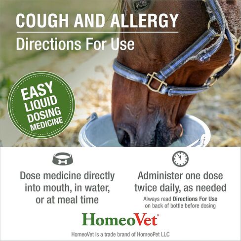 HomeoVet EquioPathics Cough and Allergy, Natural Allergy Medication for Large Animals, 120 Milliliters in Kuwait