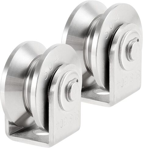 PINGEUI 2 حزمة 3 بوصة الفولاذ المقاوم للصدأ عجلة الأخدود V، عجلة الأخدود V مع قوس لبوابة انزلاق، بوابة المتداول، المسار المقلوب، الآلات الصناعية، سعة 882 رطلاً in Kuwait