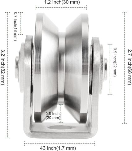PINGEUI 2 حزمة 3 بوصة الفولاذ المقاوم للصدأ عجلة الأخدود V، عجلة الأخدود V مع قوس لبوابة انزلاق، بوابة المتداول، المسار المقلوب، الآلات الصناعية، سعة 882 رطلاً in Kuwait