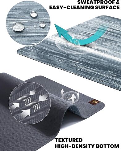 بساط اليوجا المطاطي من هيثيوجا غير قابل للانزلاق، بساط يوجا بقبضة رطبة لا يهزم، بساط يوجا ساخن عالي الكثافة على الوجهين، مقاس 72 بوصة × 24 بوصة، حصير يوجا غير قابل للانزلاق لليوجا الساخنة، أشتانجا، بيكرام in Kuwait
