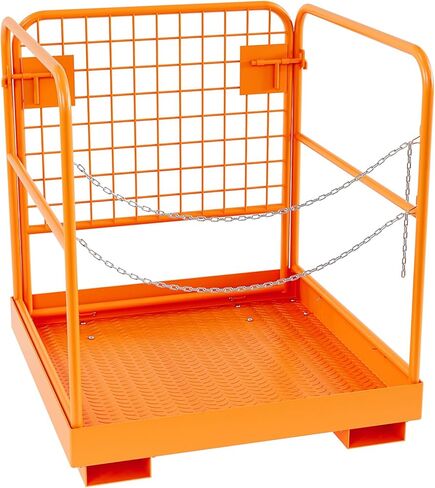 DEXSO Forklift Safety Cage, 36 x 36 Inches Forklift Man Basket with 4 Wheels & Double-Chain Guardrail, 1200lbs Heavy Duty Steel Forklift Work Platform for Lifting Loader in Saudi Arabia