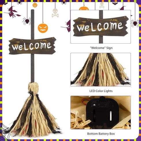 ديكورات QEQEKAKA Halloween Animatronics - مكنسة سحرية بارتفاع 27 بوصة مع التحكم في الصوت والتحرك لديكور حفلات الهالوين الداخلي مكنسة الرقص المسكونة in Kuwait