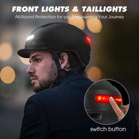 Bike Helmet, Shinmax Adult Cycling Helmet with USB Rechargeable LED Front and Back Light Bicycle Helmets for Men Women Removable Visor Ebike Helmet for Mountain, Road, Biking (Black, Large) in Saudi Arabia