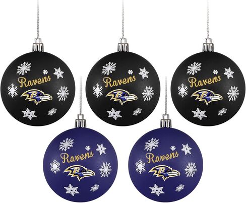FOCO NFL Unisex-Adult NFL Team Logo 5-Pack Shatterproof Holiday Tree Ball Ornament Set in Saudi Arabia