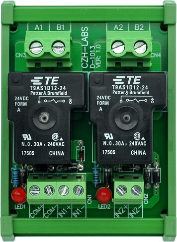 CZH-Labs DIN Rail Mount 24V سلبي 2 SPST-NO 30Amp وحدة تتابع الطاقة. in Kuwait