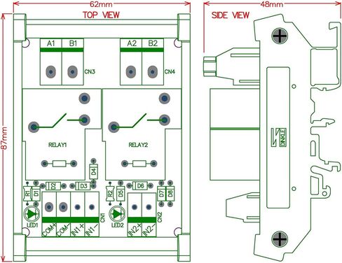 CZH-Labs DIN Rail Mount 24V سلبي 2 SPST-NO 30Amp وحدة تتابع الطاقة. in Kuwait