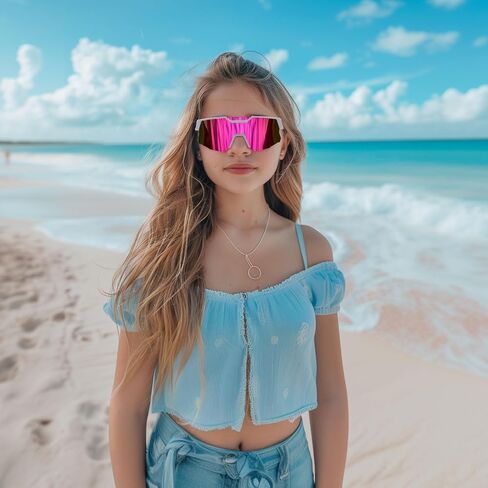 Kids Sunglasses Youth Baseball Sunglasses for Boys Girls, Polarized Teens Softball Sports Cycling Glasses Age 8-16 in Saudi Arabia