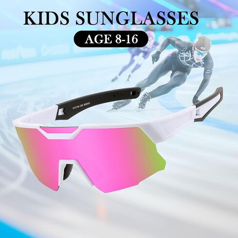 Kids Sunglasses Youth Baseball Sunglasses for Boys Girls, Polarized Teens Softball Sports Cycling Glasses Age 8-16 in Saudi Arabia