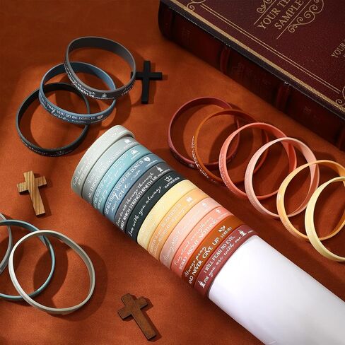 HyDren 120 Pcs Religious Silicone Wristbands Bulk Bible Rubber Bracelets Colorful Inspirational Christian Rubber Bracelets for Men Women Sunday Christian Gifts Bulk(Pastel Colors) in Kuwait
