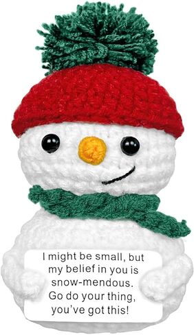 الدعم العاطفي لرجل ثلج الكروشيه، ديكور رجل ثلج إيجابي لطيف لمكتب المكتب، لقد حصلت على هذه الهدايا للنساء، هدايا عيد الميلاد الصغيرة لزملاء العمل قطعة واحدة in Kuwait