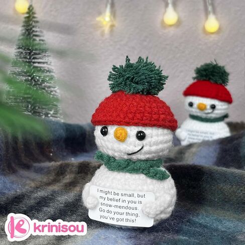 الدعم العاطفي لرجل ثلج الكروشيه، ديكور رجل ثلج إيجابي لطيف لمكتب المكتب، لقد حصلت على هذه الهدايا للنساء، هدايا عيد الميلاد الصغيرة لزملاء العمل قطعة واحدة in Kuwait