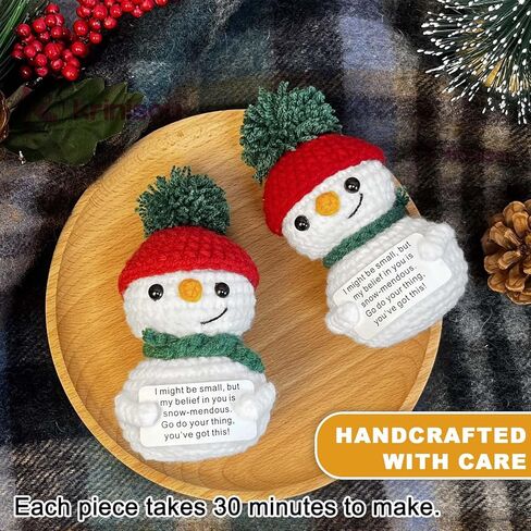 الدعم العاطفي لرجل ثلج الكروشيه، ديكور رجل ثلج إيجابي لطيف لمكتب المكتب، لقد حصلت على هذه الهدايا للنساء، هدايا عيد الميلاد الصغيرة لزملاء العمل قطعة واحدة in Kuwait