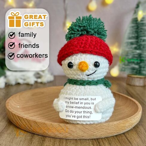 الدعم العاطفي لرجل ثلج الكروشيه، ديكور رجل ثلج إيجابي لطيف لمكتب المكتب، لقد حصلت على هذه الهدايا للنساء، هدايا عيد الميلاد الصغيرة لزملاء العمل قطعة واحدة in Kuwait