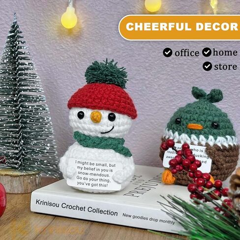 الدعم العاطفي لرجل ثلج الكروشيه، ديكور رجل ثلج إيجابي لطيف لمكتب المكتب، لقد حصلت على هذه الهدايا للنساء، هدايا عيد الميلاد الصغيرة لزملاء العمل قطعة واحدة in Kuwait