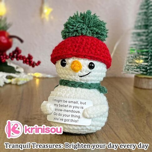 الدعم العاطفي لرجل ثلج الكروشيه، ديكور رجل ثلج إيجابي لطيف لمكتب المكتب، لقد حصلت على هذه الهدايا للنساء، هدايا عيد الميلاد الصغيرة لزملاء العمل قطعة واحدة in Kuwait