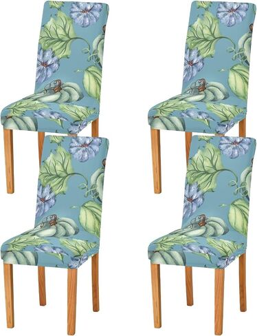 Kigai Dancing Skeletons Skull Chair Covers for Dining Room, Washable Chair Protector Seat Covers Set of 4, Removable Stretch Cushion Slipcovers for Hotel, Ceremony, Banquet, Wedding, Party in Saudi Arabia