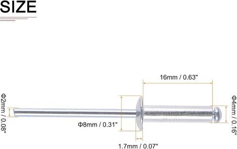 2.4mm x 9mm (DxL) Blind Rivets - 120Pack - Good for Machinery Joining - Aluminum Dome Open End Rivet in Saudi Arabia