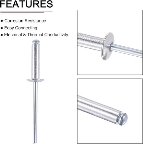 2.4mm x 9mm (DxL) Blind Rivets - 120Pack - Good for Machinery Joining - Aluminum Dome Open End Rivet in Saudi Arabia