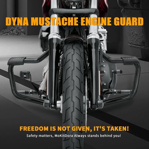 MoKitDora Dyna Engine Guard للطرق السريعة شارب تحطم بار 1.25 سم سمين لـ Harley Dyna Street Bob FXDB Fat Bob FXDF Low Rider FXDL Wide Glide FXDWG FXDC 2006-2017، كروم in Kuwait