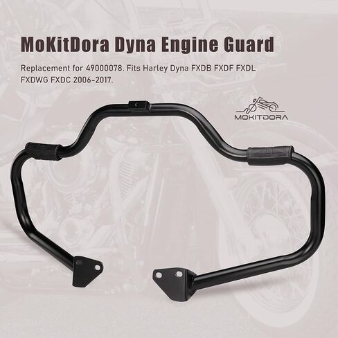 MoKitDora Dyna Engine Guard للطرق السريعة شارب تحطم بار 1.25 سم سمين لـ Harley Dyna Street Bob FXDB Fat Bob FXDF Low Rider FXDL Wide Glide FXDWG FXDC 2006-2017، كروم in Kuwait
