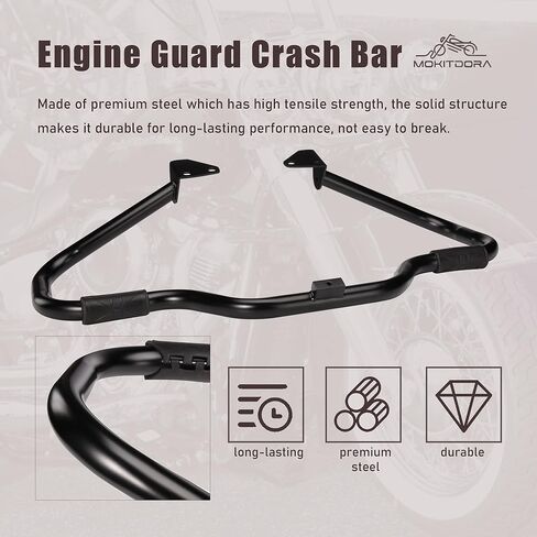 MoKitDora Dyna Engine Guard للطرق السريعة شارب تحطم بار 1.25 سم سمين لـ Harley Dyna Street Bob FXDB Fat Bob FXDF Low Rider FXDL Wide Glide FXDWG FXDC 2006-2017، كروم in Kuwait