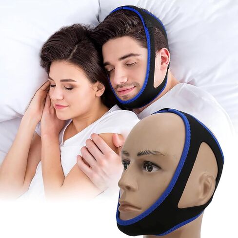 Anti Snoring Chin Strap,Anti Snoring Devices for Cpap Users,Adjustable and Breathable Chin Strap Effective Reduce Snoring for Men and Women (Light Blue) in Saudi Arabia