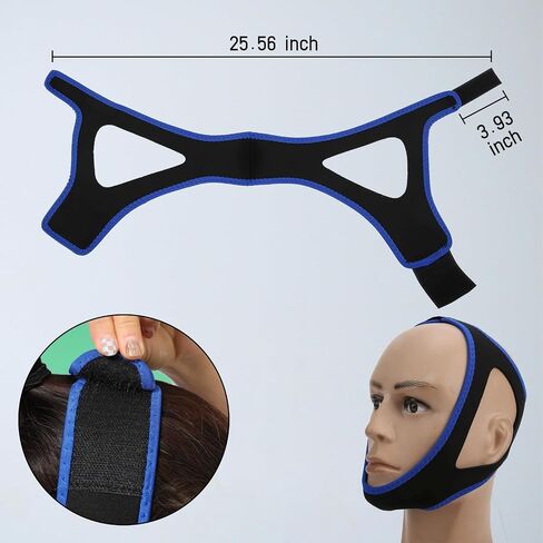 Anti Snoring Chin Strap,Anti Snoring Devices for Cpap Users,Adjustable and Breathable Chin Strap Effective Reduce Snoring for Men and Women (Light Blue) in Saudi Arabia