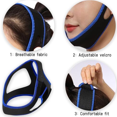 Anti Snoring Chin Strap,Anti Snoring Devices for Cpap Users,Adjustable and Breathable Chin Strap Effective Reduce Snoring for Men and Women (Light Blue) in Saudi Arabia