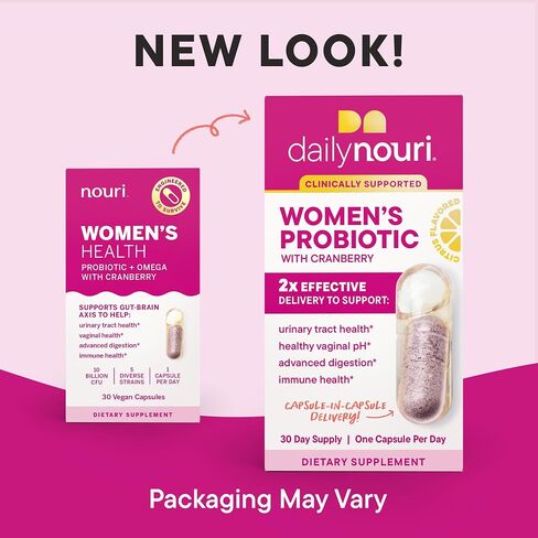 Nouri Women’s Health Probiotic and Omega for Vaginal, Digestive, and Immune Health, Probiotics for Women, Take Daily - 30 Day Supply in Saudi Arabia