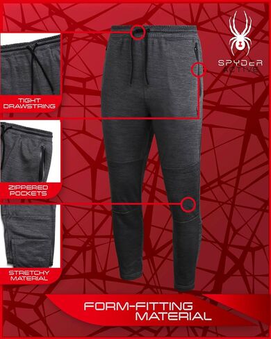 Spyder Mens Jogger Pants - Tech Fleece Joggers with Double Bonded Zip Pockets - Lightweight Active Sweatpants for Men (S-XL) in Kuwait