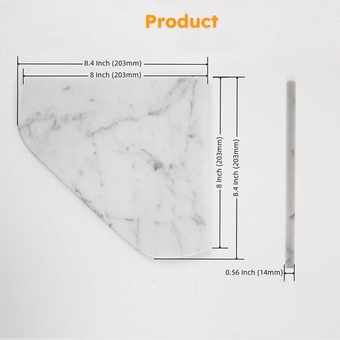 Diflart Marble Corner Shower Shelf, 8 Inch, Polished, White Carrara, Marble Corner Floating Shelves, Wall Mounted Stone Corner Shelves for Shower Bathroom Kitchen, Pack of 1 Piece in Saudi Arabia