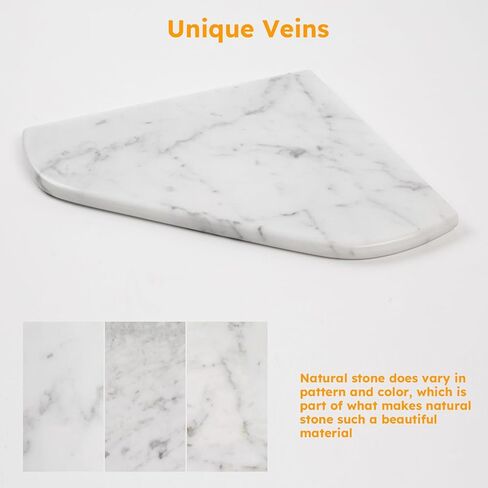 Diflart Marble Corner Shower Shelf, 8 Inch, Polished, White Carrara, Marble Corner Floating Shelves, Wall Mounted Stone Corner Shelves for Shower Bathroom Kitchen, Pack of 1 Piece in Saudi Arabia