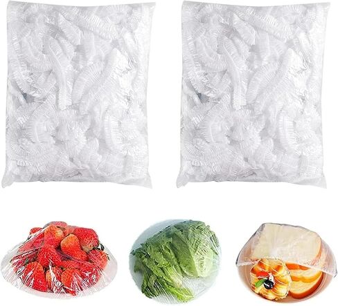 200 pcs disposable food grade PE fresh-keeping bags for kitchen, refrigerator, and thick and dustproof plastic wrap for all plates plastic wrap for food leftover food, elastic mouth covers for bowls in Saudi Arabia