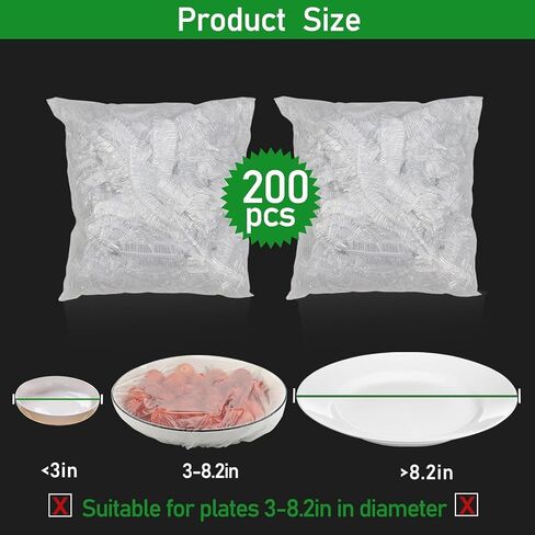 200 pcs disposable food grade PE fresh-keeping bags for kitchen, refrigerator, and thick and dustproof plastic wrap for all plates plastic wrap for food leftover food, elastic mouth covers for bowls in Saudi Arabia