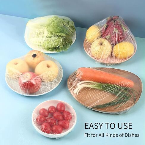 200 pcs disposable food grade PE fresh-keeping bags for kitchen, refrigerator, and thick and dustproof plastic wrap for all plates plastic wrap for food leftover food, elastic mouth covers for bowls in Saudi Arabia