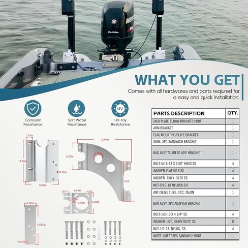 for Minn Kota 1810302 Talon Sandwich Adapter Bracket for Port, Talon Mounting Bracket, Talon Shallow-Water Anchor Adapter Bracket for Port Mounting in Saudi Arabia